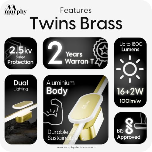 Image of Murphy 16+2W | Twins Full Brass Mirror Light | Designer Wall | Dual Light