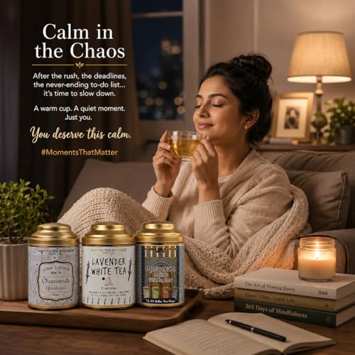 Image of Sancha Tea Boutique, Calming Tea Bundle, Lavender, Chamomile & Mint Herbal Infusions, 50 Pyramid Bags & 100g Loose Leaf, Caffeine Free Relaxation Value Pack