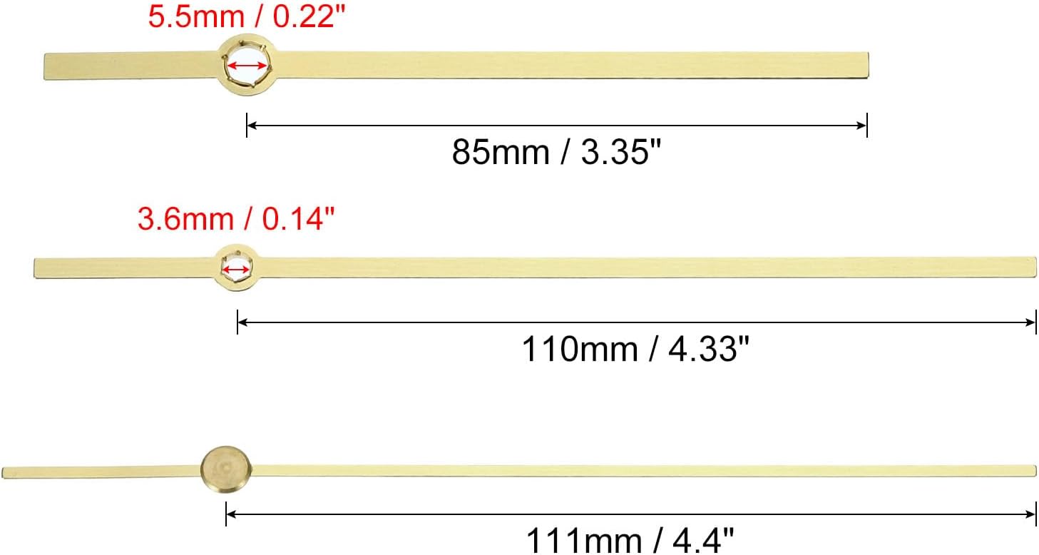 PATIKIL Replacement Clock Hands Kit, 10 Set Replacement Clock Hands Kits Clock Mechanism Movement Aluminum Wall Clock Hands Parts Replacement for Wall Clock Repair DIY, Gold, A10