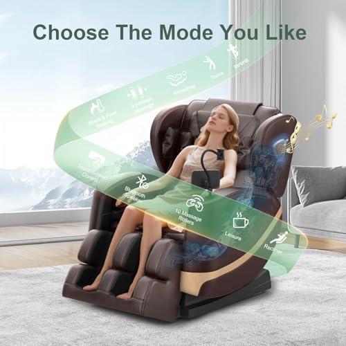Furnimat Poltrona Massaggiante, Poltrone Massaggianti Reclinabili Per Tutto Il Corpo Con Scaldagambe E Vita, Rulli Per I Piedi, 10 Rulli Massaggianti, Altoparlante Bluetooth, Controller Touch Screen - 3