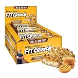 FITCRUNCH Snack Size Protein Bars, 6-Layer Baked Bar, 1g of Sugar, Gluten Free & Soft Cake Core (9 Bars, Peanut Butter Cookie)