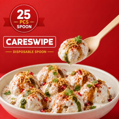 Image of Wooden Disposable Spoons - 160mm Pack of 25 Strong Single-Use Spoons Smooth Finish, Splinter-Free| Perfect for Ice Cream, Parties, Events, Camping