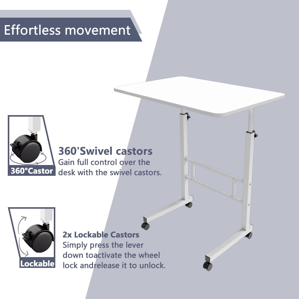 Homeland Design your Heritage Wood Multipurpose Movable & Adjustable Table for Computer & Laptop (White) 3