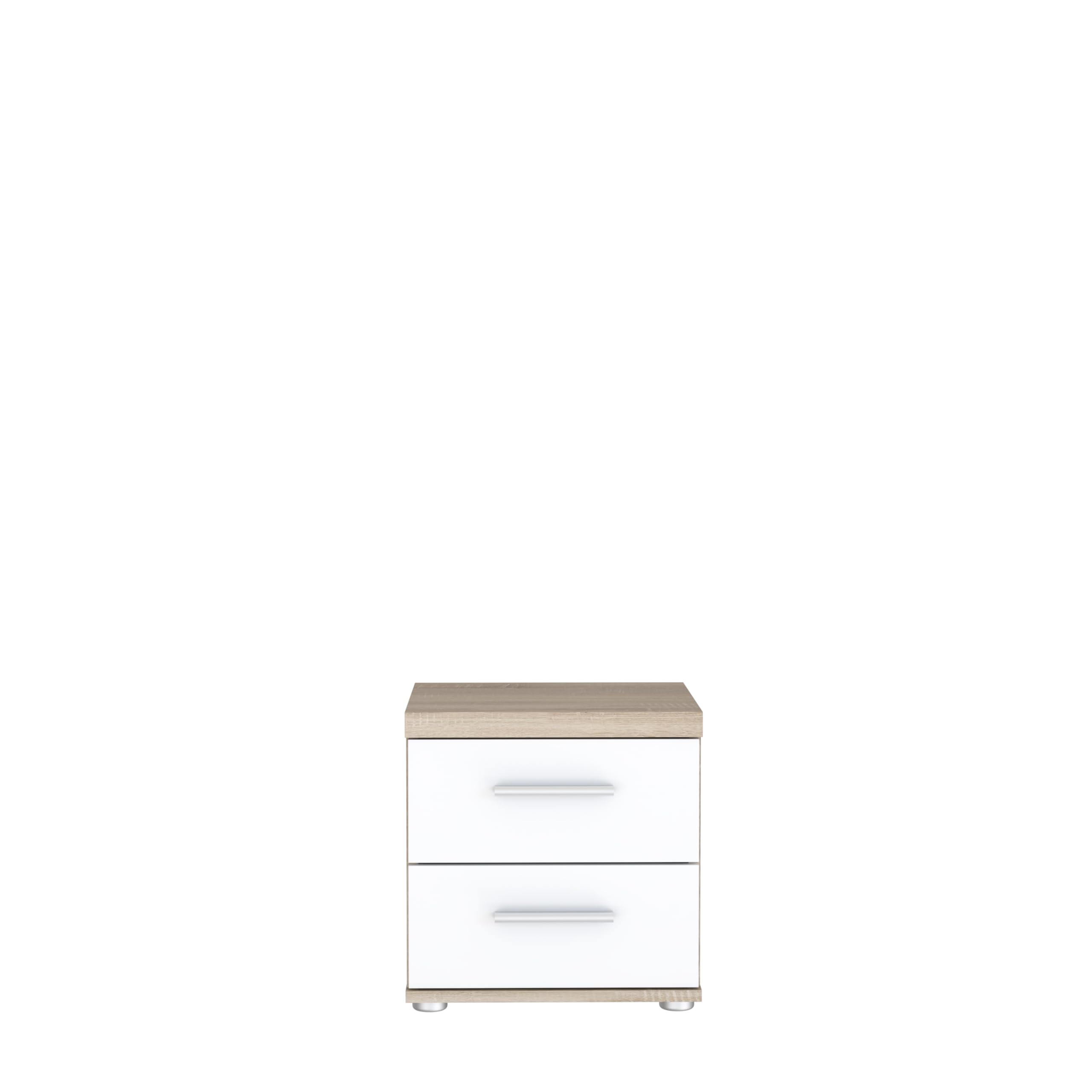 FORTE Winnie Nachttisch mit 2 Schubladen, Holzwerkstoff, Sonoma Eiche / Weiß, B x H x T: 37,6 x 38,6 x 34,7 cm