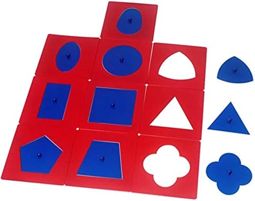 Miniatura 2 de Montessori - Juego de inserciones de metal de calidad profesional, 10 unidades, educación preescolar, formas geométricas, juguetes de aprendizaje,