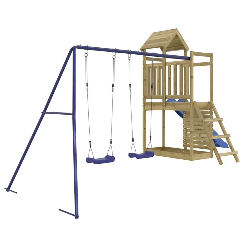 vidaXL Parque Infantil de Exterior Madera de Pino impregnada, Juego de Columpios de jardín, casa de Juegos con Columpio, Juego de Columpio y tobogán