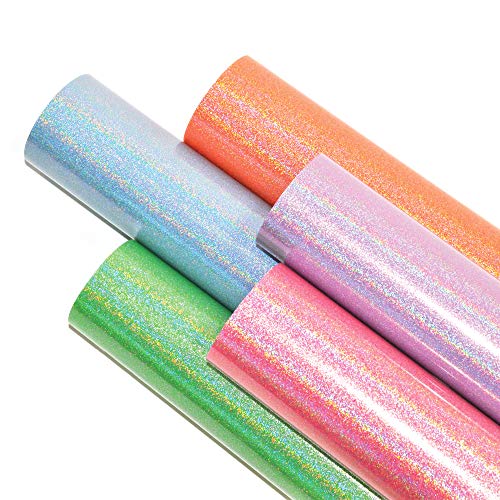 Stardustworkx Pearl Holographic Glitter Iron On Vinyl Bundle Holographic Heat Transfer Vinyl Glitter Htv Sheets Chameleon Iridescent 11.4"X9.8" For Cricut Silhouette And Heat Press #TOP2