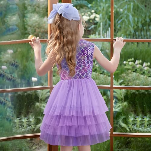 LQSZ Girls Sparkle Mermaid Tutu Dress Tank Top Birthday Party for Toddlers Kids 3-12 Years Playwear Photo Shoot3