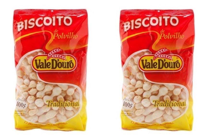 Vale D'ouro Galletas Saladas de Almidón - 3.5oz  Biscoito de Polvilho Tradicional Vale D'ouro - 3.53 oz - (PACK DE 02)