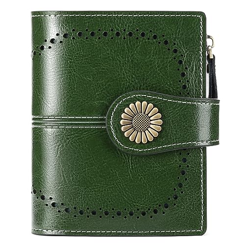 Image of SENDEFN Small Womens Wallet Leather Bifold Card Holder RFID Blocking with Zipper Coin Pocket