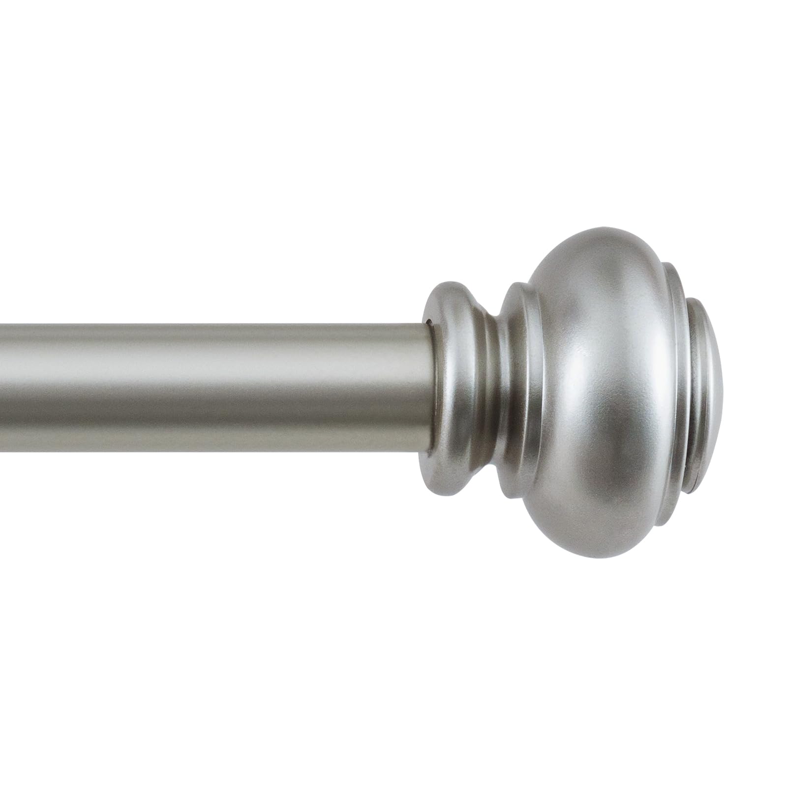 BellaHills Curtain Poles for Windows 25mm Single Curtain Rod with Classic Finials 76 to 269 cm, Adjustable Curtain Pole with Brackets Fittings Set for Living Room & Door, Nickel