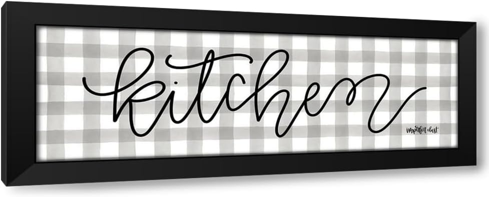 ArtDirect Buffalo Plaid Kitchen 40x16 Extra Large Black Modern Wood Framed Art Print by Imperfect Dust