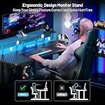 HLDIRECT 47 Inch Gaming Desk with LED Lights & Power Outlet, Computer Gamer Desk with Monitor Stand, Ergonomic Carbon Fiber Gaming Table Home Office Desk with Cup Holder, Headphone Hook & Mouse Pad - Image 4