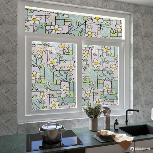 Película decorativa para ventana con flores de lirio miniatura 2