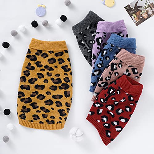 Hund Pullover für Katzen Klein Hunde Pullis Sweater Chihuahua Kleidung Bulldogge Hundepullover Keleine Mittel Grosse Katze Welpen Hundepulli Leopard Blau S