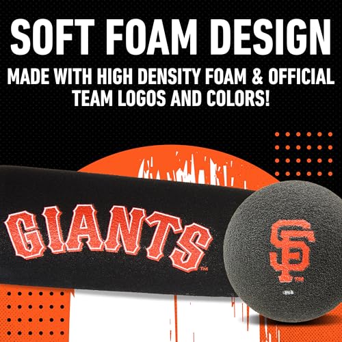 Image of Franklin Sports San Francisco Giants Foam Bat & Ball Set - 21 inch Soft Jumbo Team Baseball Bat and Ball Team Logo - MLB Official Licensed Product