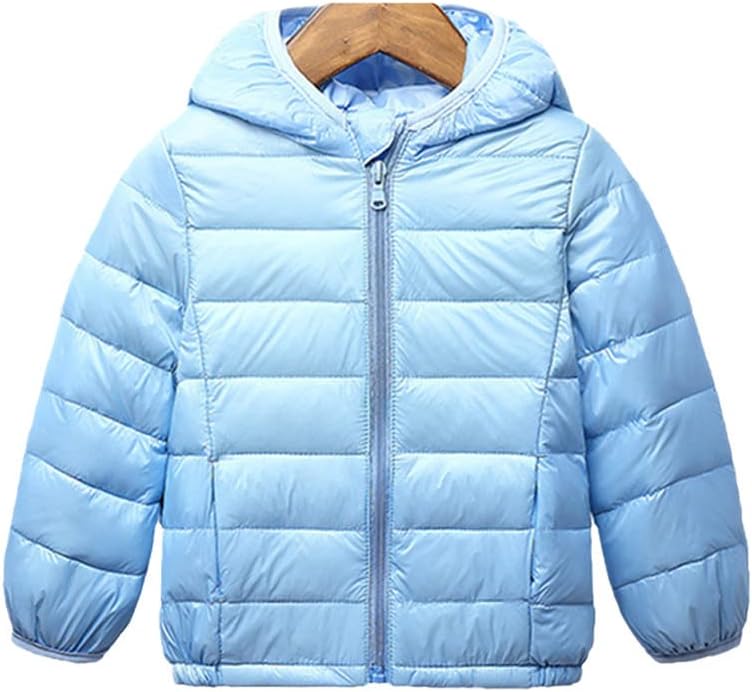 Autumn Winter Girls White Duck Down Jacket for Boys Girls Baby Lightweight Candy Casual Warm Kids Down Jacket Sky Blue 5