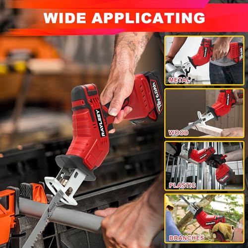 Image of Cordless Reciprocating Saw Compatible with Milwaukee 18V Battery, 0-3500 SPM, Variable Speed Trigger, One-Handed, Keyless Blade Clamp, Tool Only