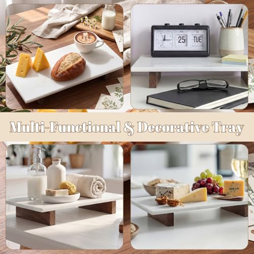 Tabla para cortar de mármol rectangular con base de madera miniatura 5