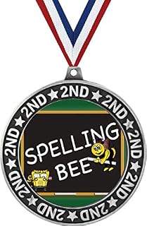 Spelling Bee Second Place Medals, 2 3/4" Silver Spelling Trophy Medal Award