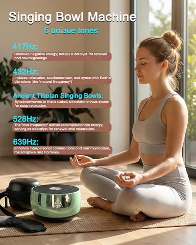 Image of Rain Drum Alternative-PUVIDJUT M3 Musical Instruments with Meditation Chime,5 Solfeggio Frequencies (417-639Hz), for Inner Peace, Deep Sleep & Chakra Healing, USB-C Rechargeable (Green)