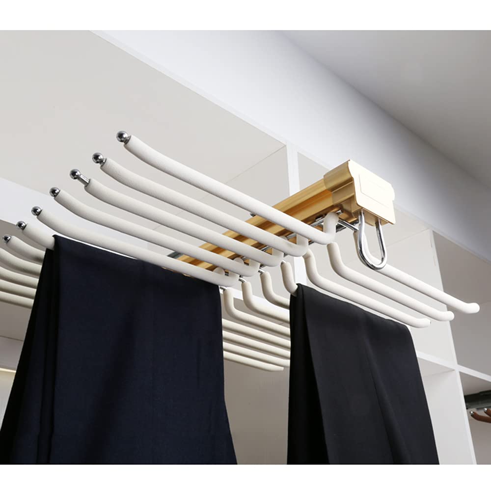 WMYYZYQ Space-Saving Pull-Out Closet Pants Rack - 22 Arm Hanger Rail, 18x23inch Clothes Organizer for Pants, Scarves, and Jeans Storage Solution,A