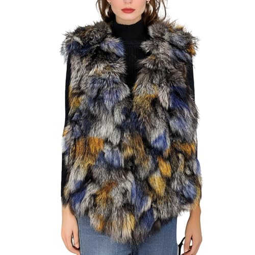 LVCOMEFF Natural Fox Fur Vest Classic Furry Coat Jacket Winter Warm Plush