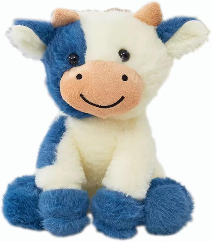 Muñeca de vaca de peluche suave y linda de 8 pulgadas, muñeca de vaca de felpa para niñas y niños (zuo NIU Shen lanse)
