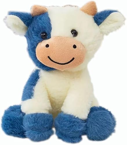 Sibupue Cow Stuffed Animals Soft Plush Cute Cow Doll for Boys Girls 8in (zuo NIU Shen lanse)