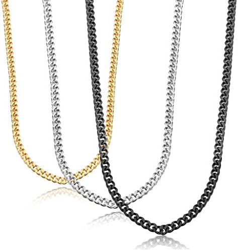 Jstyle Stainless Steel Link Curb Chain Necklace for Men Women 3 Pcs 3.5mm 20 inchs