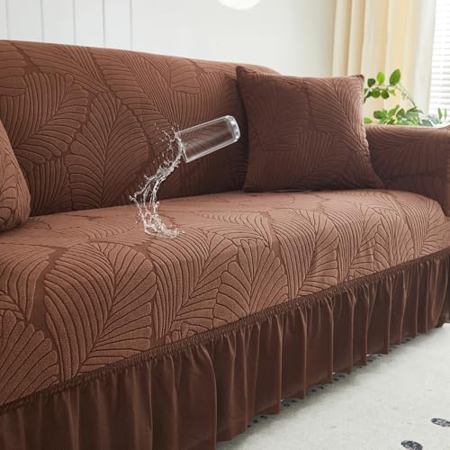 WONGS BEDDING Stretch Velvet Sofa Slipcover, Cushion Couch Cover with Skirt, Pet...