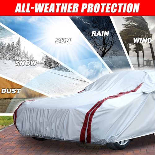 Image of Waterproof Car Covers Replace for 1968-1982 Corvette C3, 6 Layers All Weather Custom-fit Car Cover with Zipper Door & 18 Ponit Windproof Bands for Snow Rain Dust Hail Protection