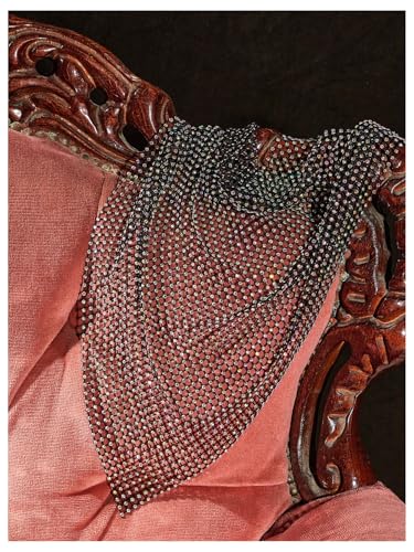 OYOANGLE Women's Rhinestone Mesh Head Scarf Sparkly Glitter Triangle Headband Party Rave Head Wraps Accessories Black One-Size4