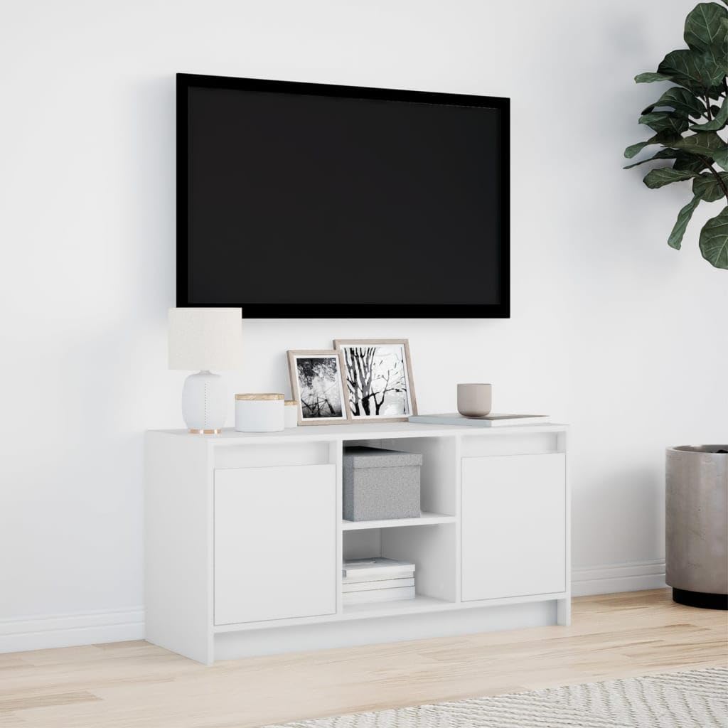 vidaXL Mobile Porta TV con LED Bianco 100x34x50 cm in Truciolato, Mobile TV con luci LED, credenza TV, Mobile dispositivi multimediali, Supporto TV