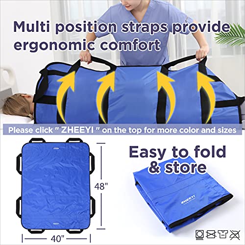 Multipurpose-48-x-40-Positioning-Bed-Pad-with-Reinforced-Handles-Reusable-Washable-Transfer-Sheet-for-Turning-Lifting-Repositioning-Double-Sided-Nylon-Fabric-Blue