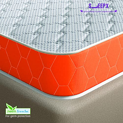 Image of SleepX Dual Plus 8 Inch Queen Bed Size, Memory Foam Mattress - Medium Soft & Hard (Red, 75x66x8)