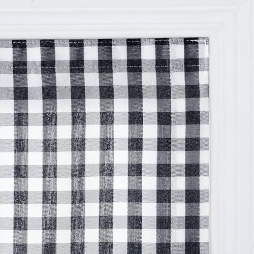 Image of TWOPAGES No Drill Cordless Buffalo Plaid Roman Shades Roman Blinds for Windows, Custom Made Room Darkening Country Checkered Blinds Farmhouse Shades, Black Small Plaid, 1 Piece
