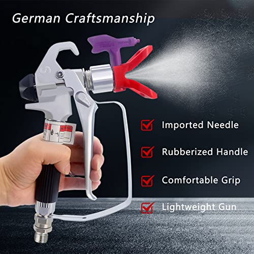 Zhuitu 001 Airless Paint Spray Gun Sprayer High Pressure 3600 Psi 517 Nozzle Tip Swivel Joint thumb #1
