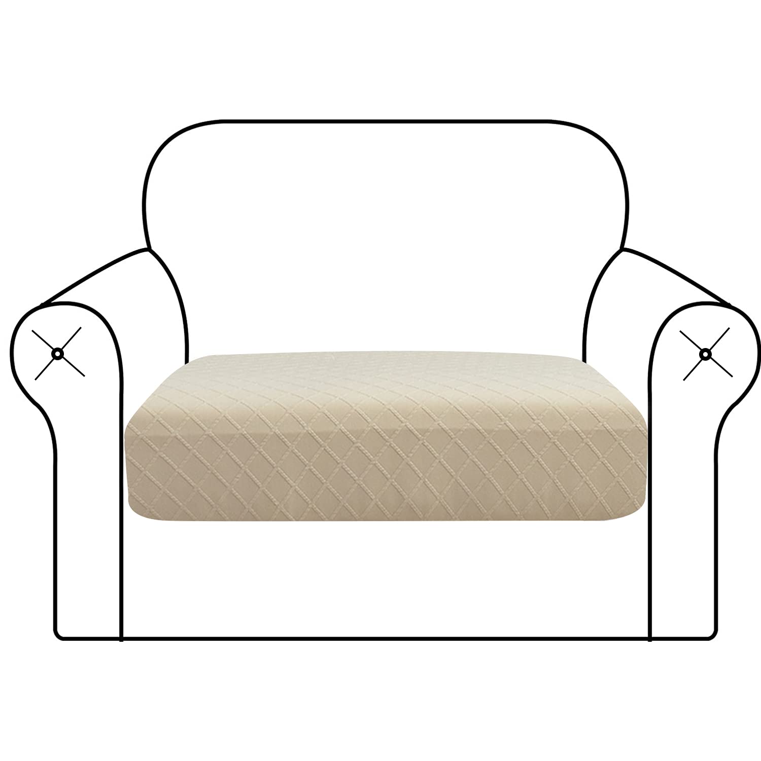 YIMEIS Stretch Couch Cushion Covers Spandex Jacquard Beige Sofa Cushion Seat Slipcover 1 Cushion Sofa Seat Cover Furniture Protector Seat Cushion