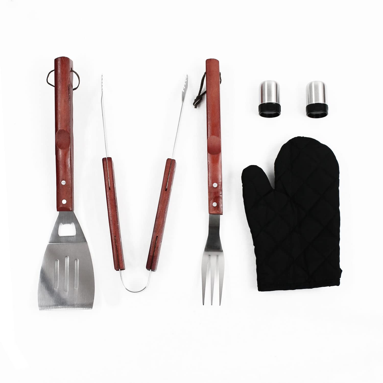 MasterCook Kit d'accessoires BBQ Professionnels en Acier avec Pince, Fourche, Spatule et Gant