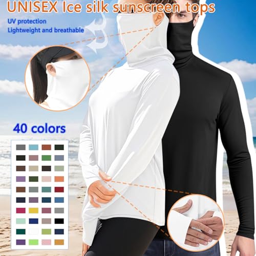 HGps8w Women's Wearable Face Cover Rash Guard UPF 50+ Lightweight Long Sleeve Sun Shirts Unisex Ice Silk Summer Hiking Tops2