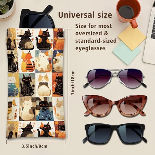 Image of Eyeglasses Sunglasses Case PU Soft Squeeze Top Glasses Pouch for Women Men,Animal Pattern Portable Anti Scratch