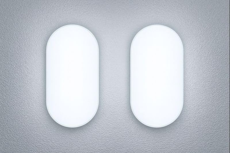 Image of OLIPS LED Bulkhead Light IP54 Waterproof Indoor /Outdoor Wall & Ceiling Light - Weatherproof, Shock Proof, Slim Plastic Surface-Mounted Fixture (15 WATT (Cool White), 2)