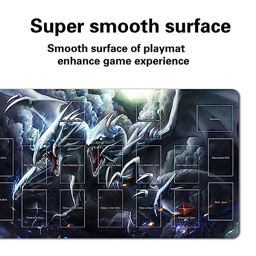 Brettspiel TCG Spielmatten + Gift Free Bag + with Card Zones,YGO Card Game Table Mat Größe 60X35CM Kompatibel Mit Trading Card Game Mat (YGO-G-10-JH)