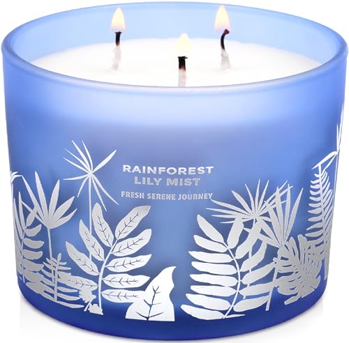 Large 3-Wick Soy Candle &ndash; Rainforest Lily Mist (14.5oz)