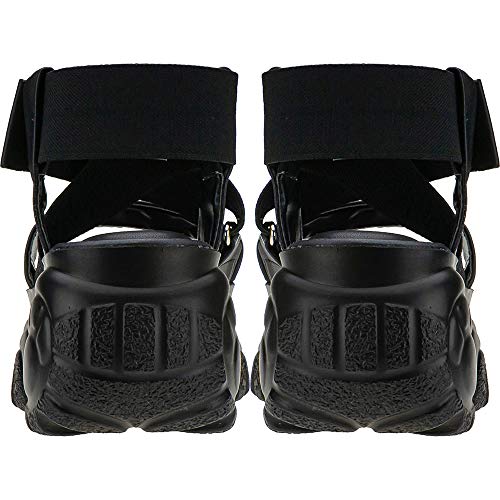 Sandalia Papete Feminina Alta Plataforma Eleganteria Tamanho:39;Cor:Preto