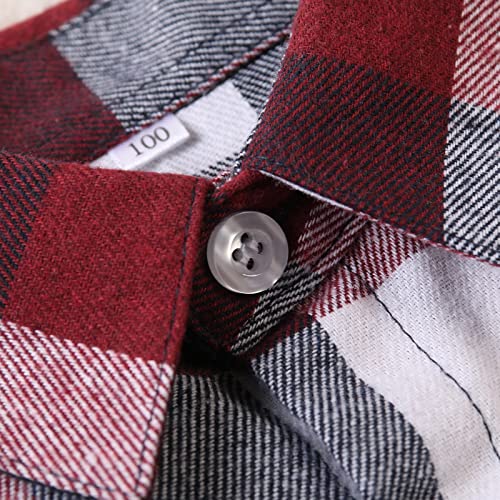 Image of OCHENTA Men's & Boys Flannel Shirts Button Down Long Sleeve Plaid Shirt Family Matching Outfits
