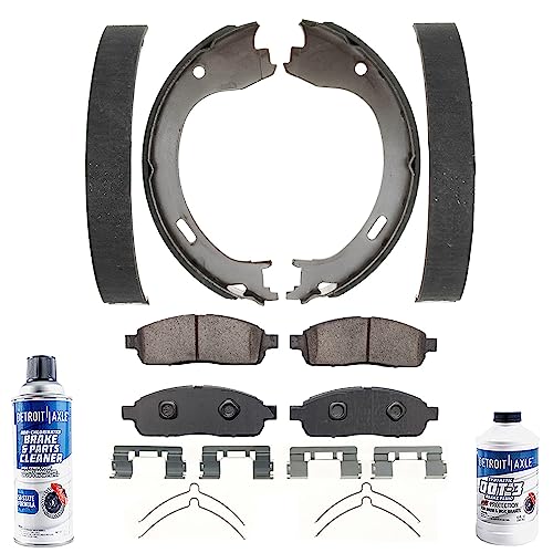 Image of Detroit Axle - Front Ceramic Brake Pads Rear Semi-metallic Brake Shoes Kit | Replacement for 2009 Ford F-150