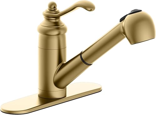 Miniatura 7 de Grifo para fregadero de cocina con rociador extraíble, adaptado a un solo orificio con placa de cubierta de 3 agujeros, líneas de suministro de agua