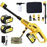Portable Cordless Pressure Washer Max 45 Bar With 2 X 4000mah Batteries, 6 In 1 Spray Nozzles,5m Hose,Soap Dispenser Bottle For Patio Cleaning and Car Washing